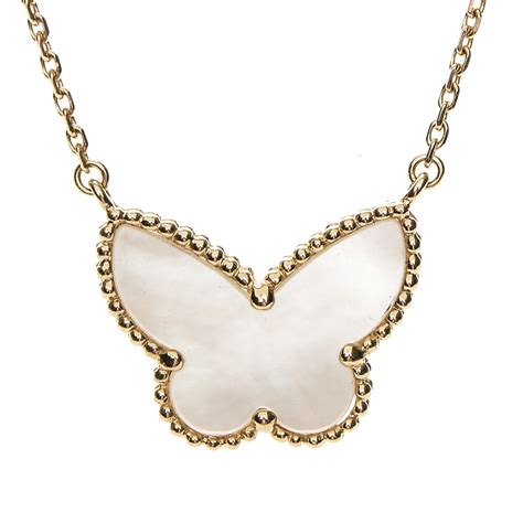 van cleef and arpels butterfly necklace replica|van cleef lucky alhambra necklace.